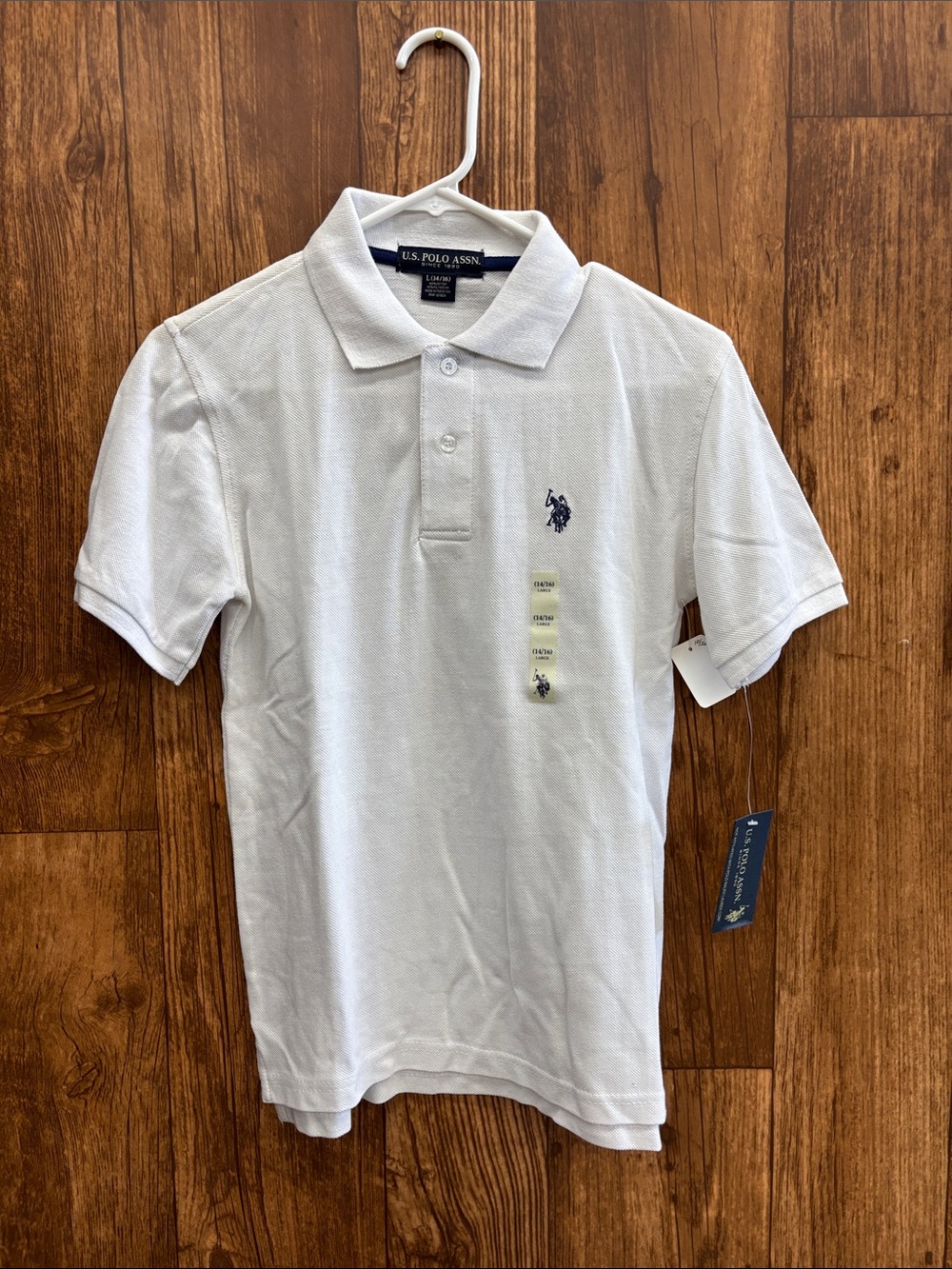 U.S. Polo Assn. Boys White Polo with Navy Logo